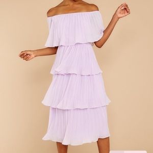 Lilac Tiered Off the Shoulder Dress